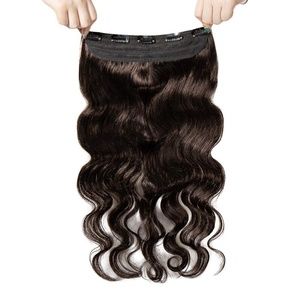 Brand New 18"  Curly Wave Hair Extension #2 Dark Brown 1Pcs Clip On